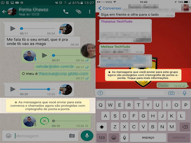 WhatsApp protege mensagens em chats e grupos com criptografia ponta a ponta
